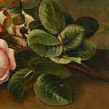 Tableau peinture du xixe "bouquet de roses"