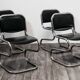 Set of 4 chrome steel rocking chairs, vintage modern 80s design.