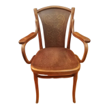 Thonet armchair in curved wood and stylized patterns