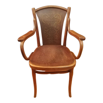 Thonet armchair in curved wood and stylized patterns