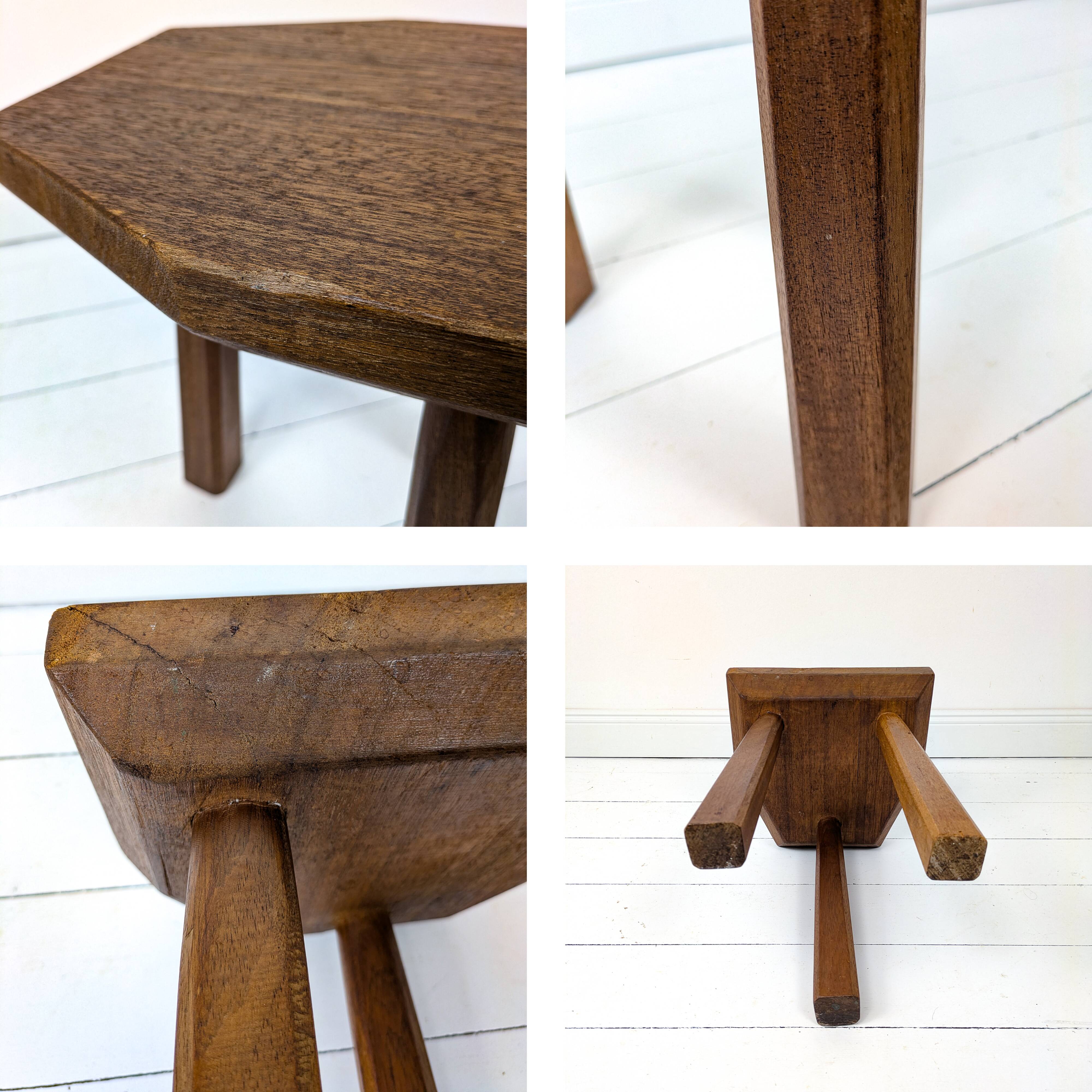 Mid Century Table d'appoint Pouf à fleurs Banque de fleurs Vintage Bois massif Table de chevet Table