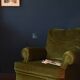 Vintage armchair green velvet fringes