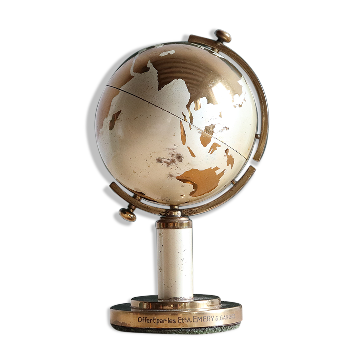 Globe Planet brass cigarette dispenser