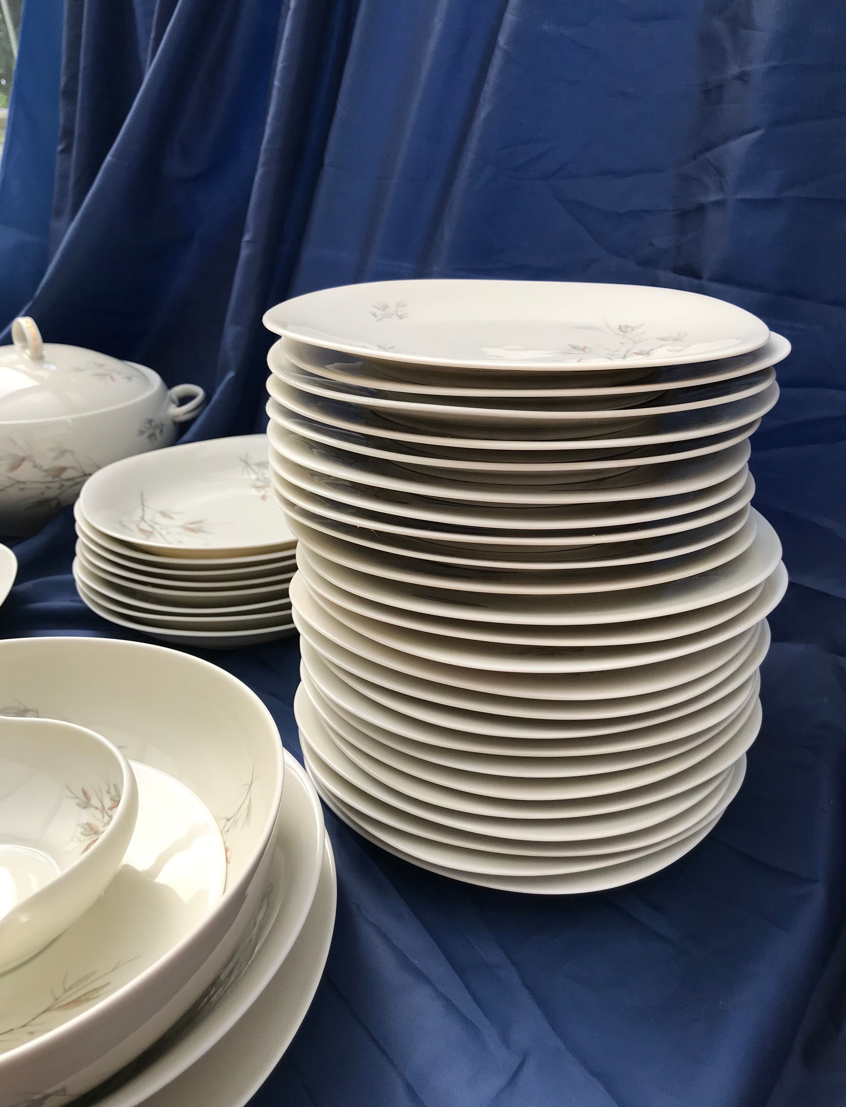 Vintage service porcelain Limoges 37 pieces france limoges unic beige gray gold