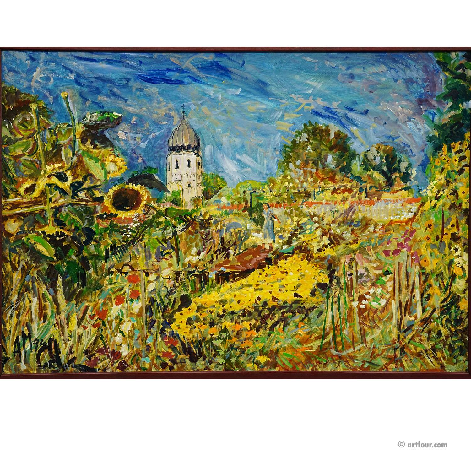 Women’s Island / Chiemsee with monastery and garden, 1994 – Oil painting by Alexander Michael
