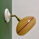 Vintage wall lamp with yellow clichy glass shade and red trim