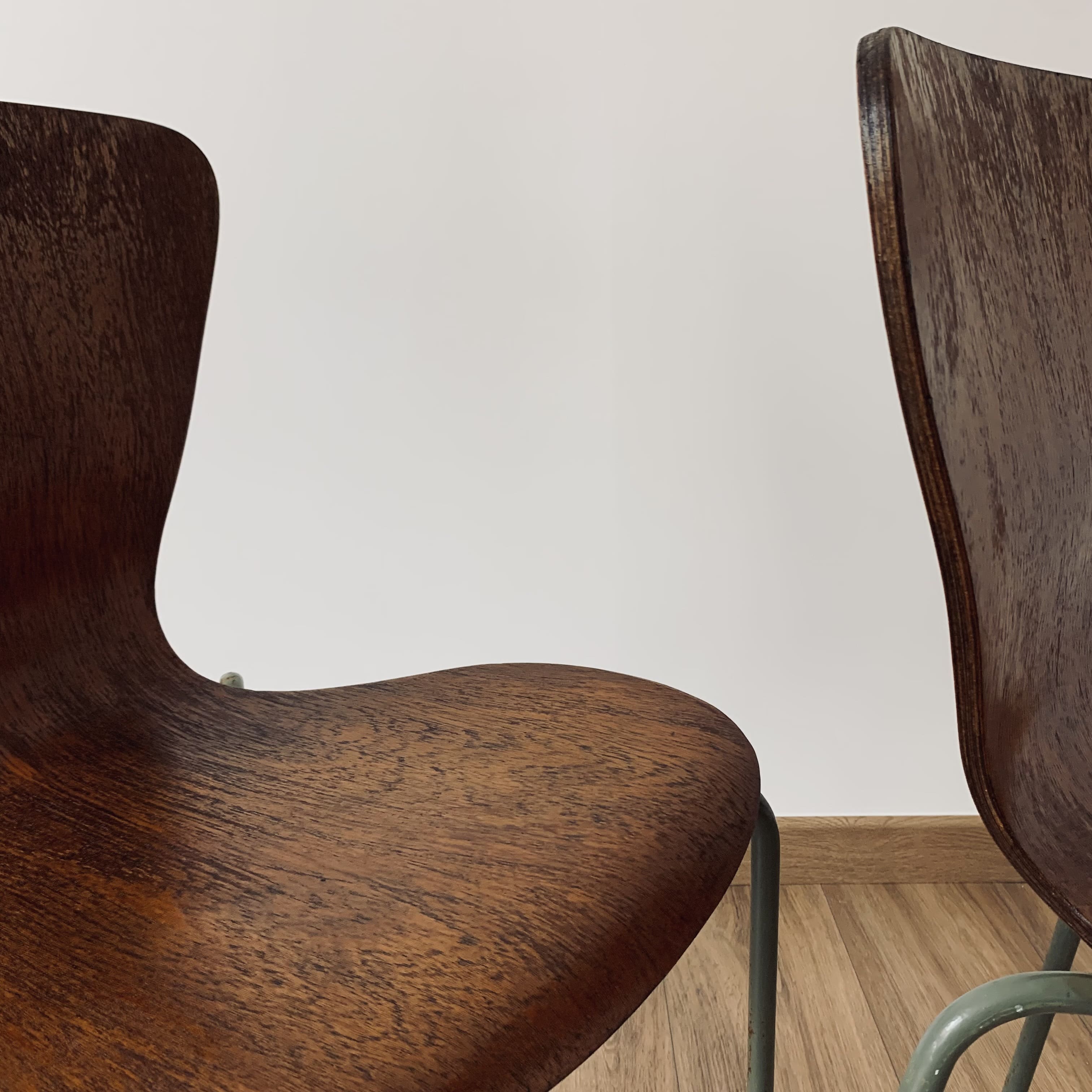 Pair of 3107 chairs - wood & metal