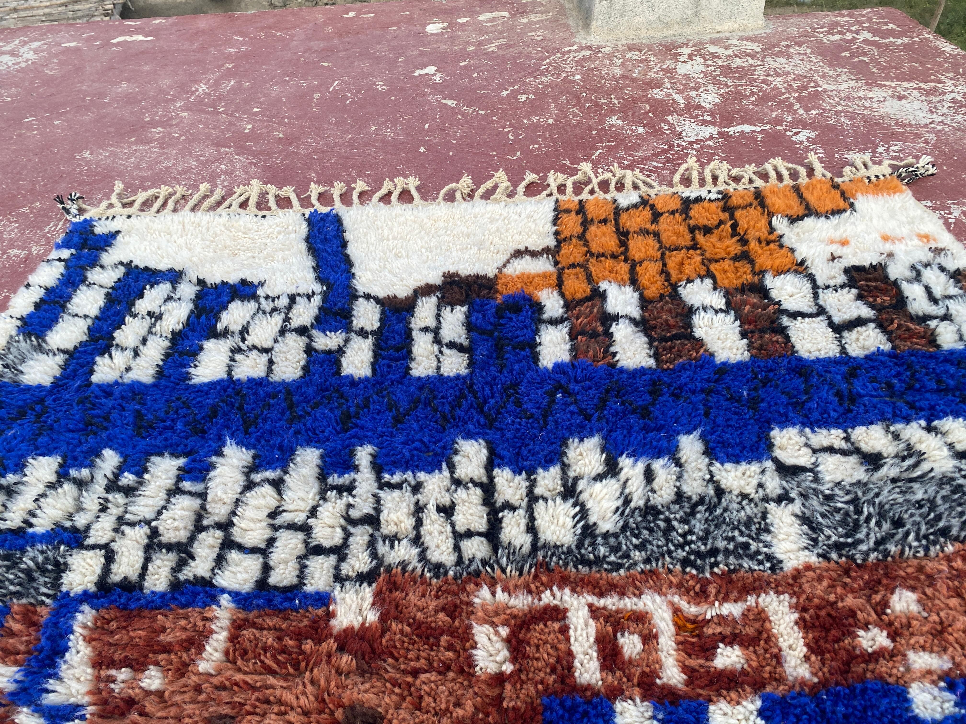 Contemporary multicoloured Berber rug in wool – 300 x 200 cm