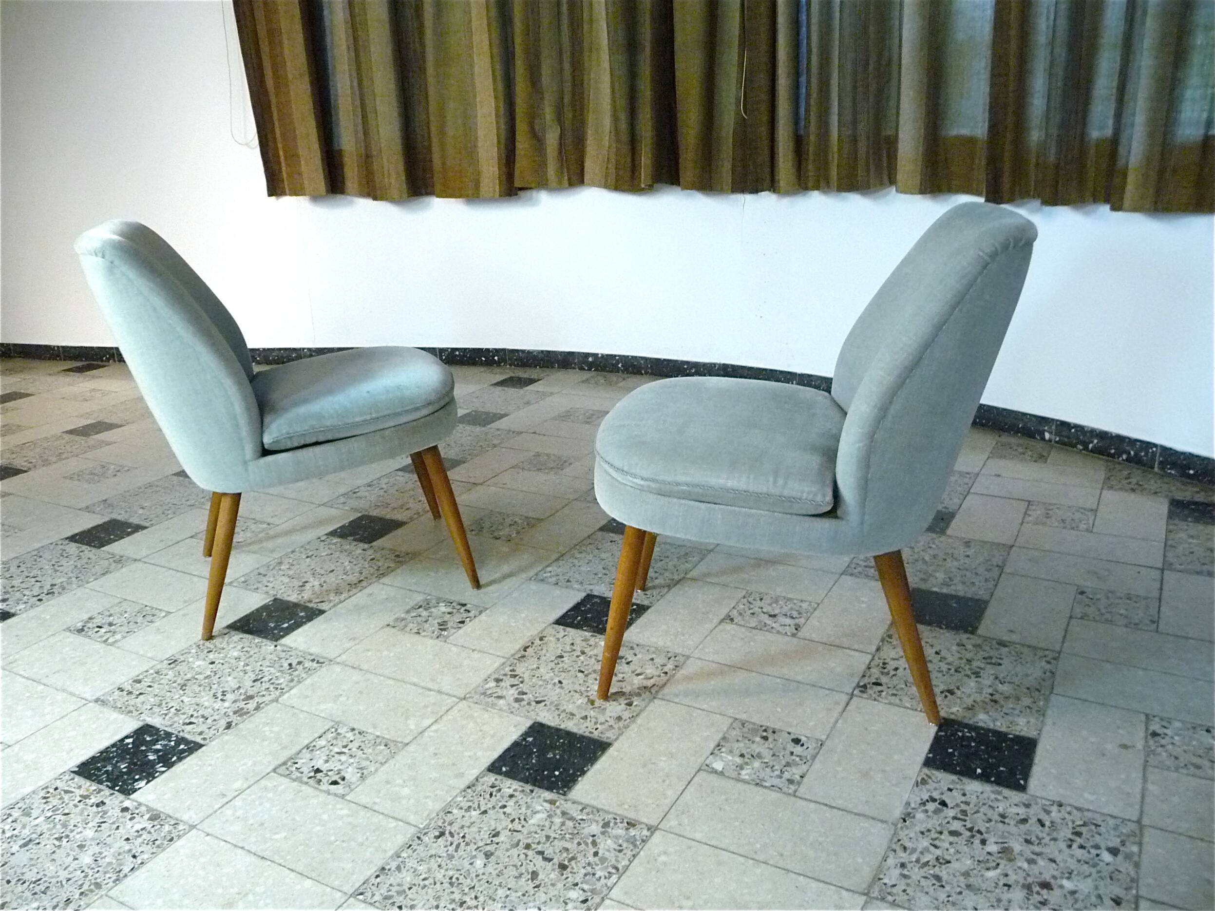 Mid-Century Club Chairs in Mohair by Wilhelm Knoll, 1950s, Set of 2