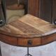 Wrought iron and wood corner unit, vintage corner furniture, corner shelf.