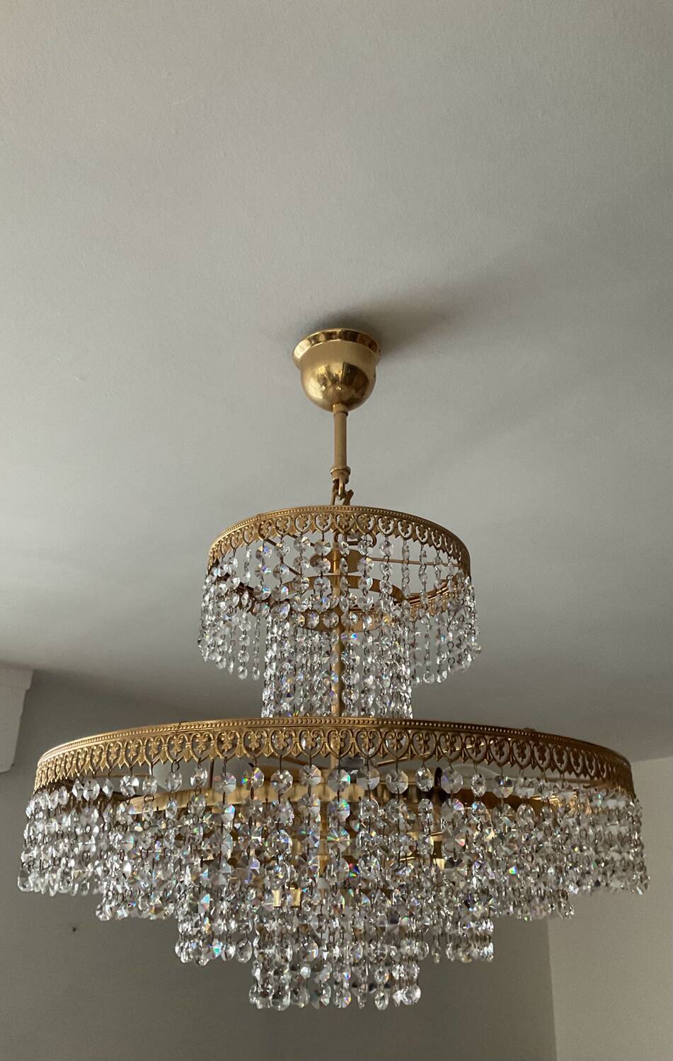 Vintage Crystal Tassel Cascade Chandelier