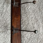 Old coat rack with metal/brass hooks