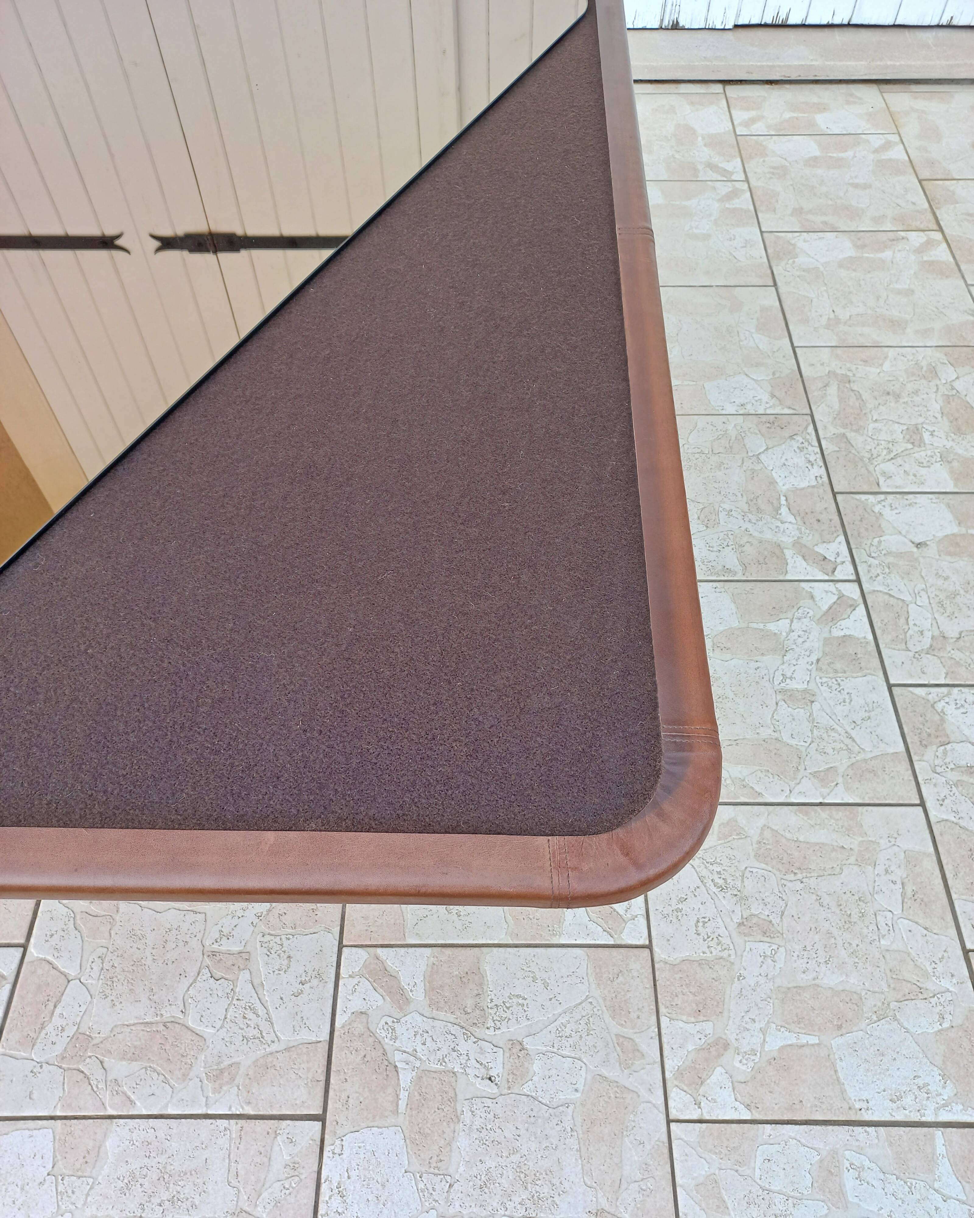 Brown leather designer coffee table