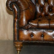 Canapé Chesterfield victorien en cuir serpentin teint à la main