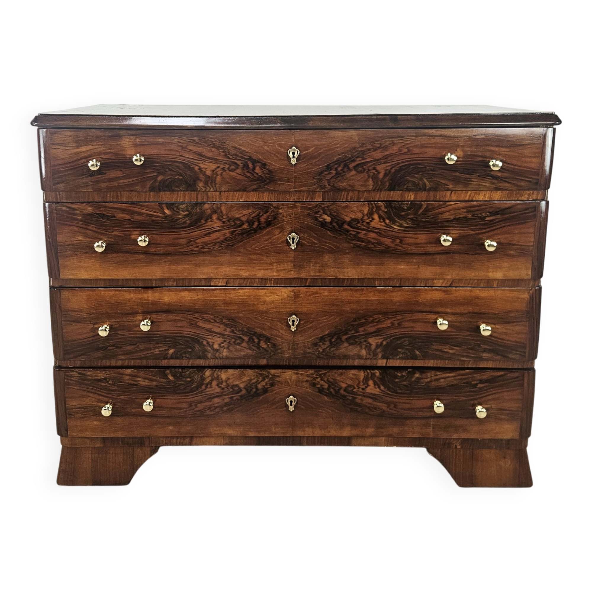 Commode Art Déco en noyer et laiton