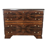 Art Decò chest of drawers in walnut and brass