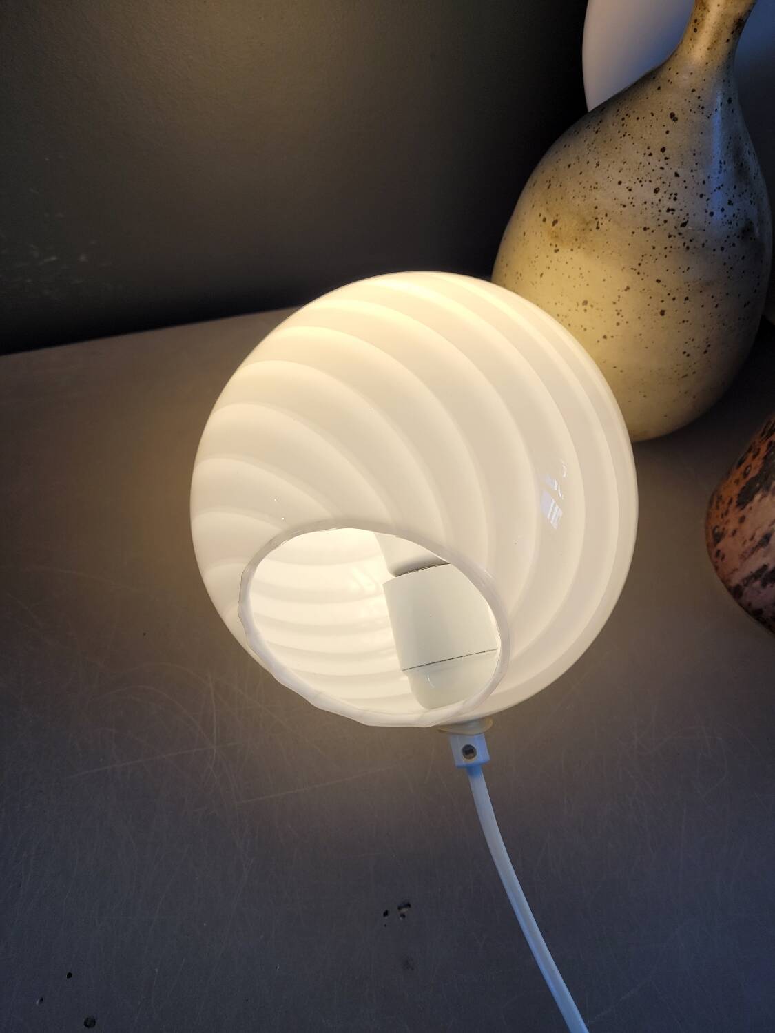 Lampe egg spirale en verre de Murano