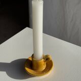 Bougeoir jaune, poterie Massucco Aubagne