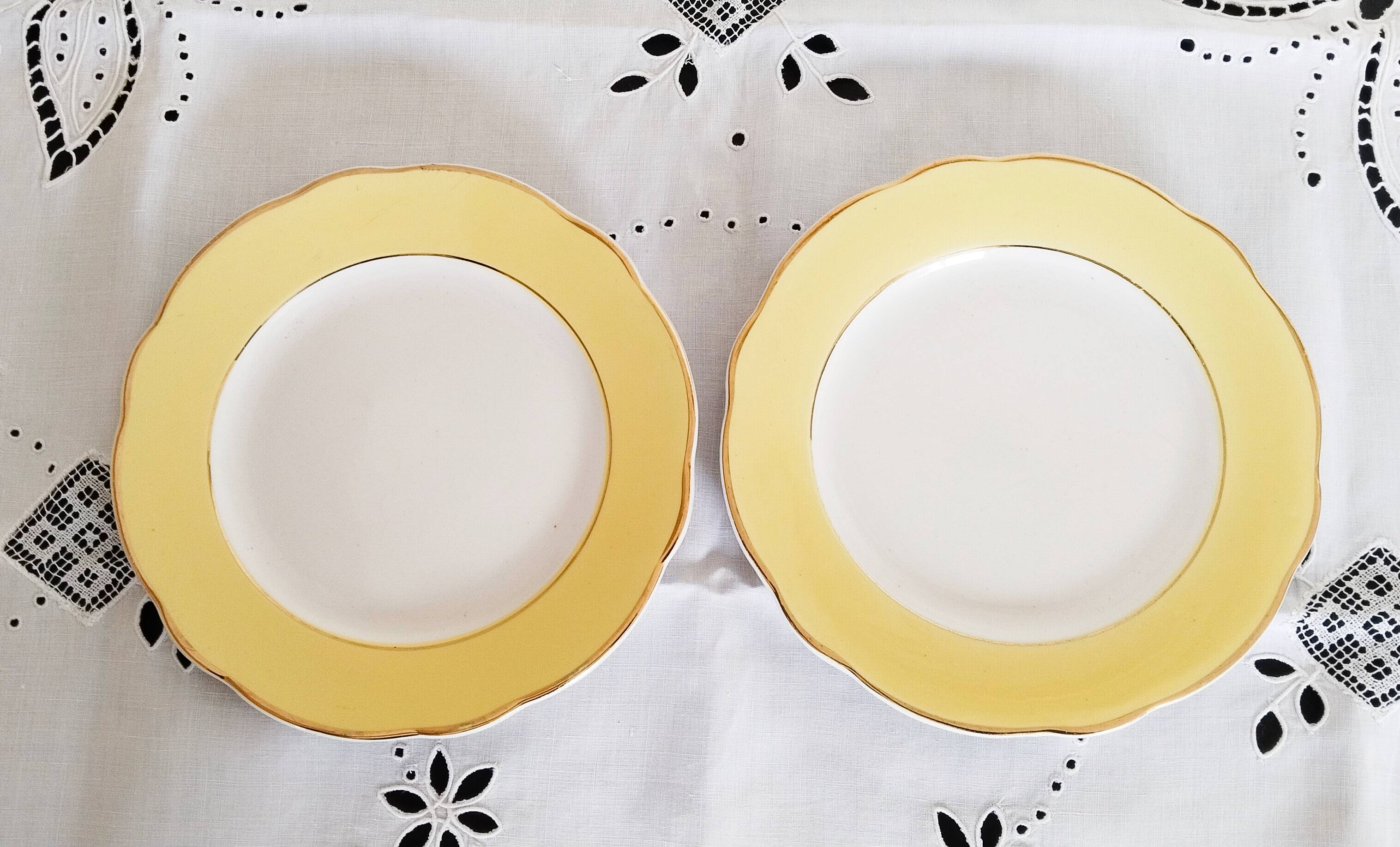Yellow dessert service in Lunéville earthenware, Jonquille model