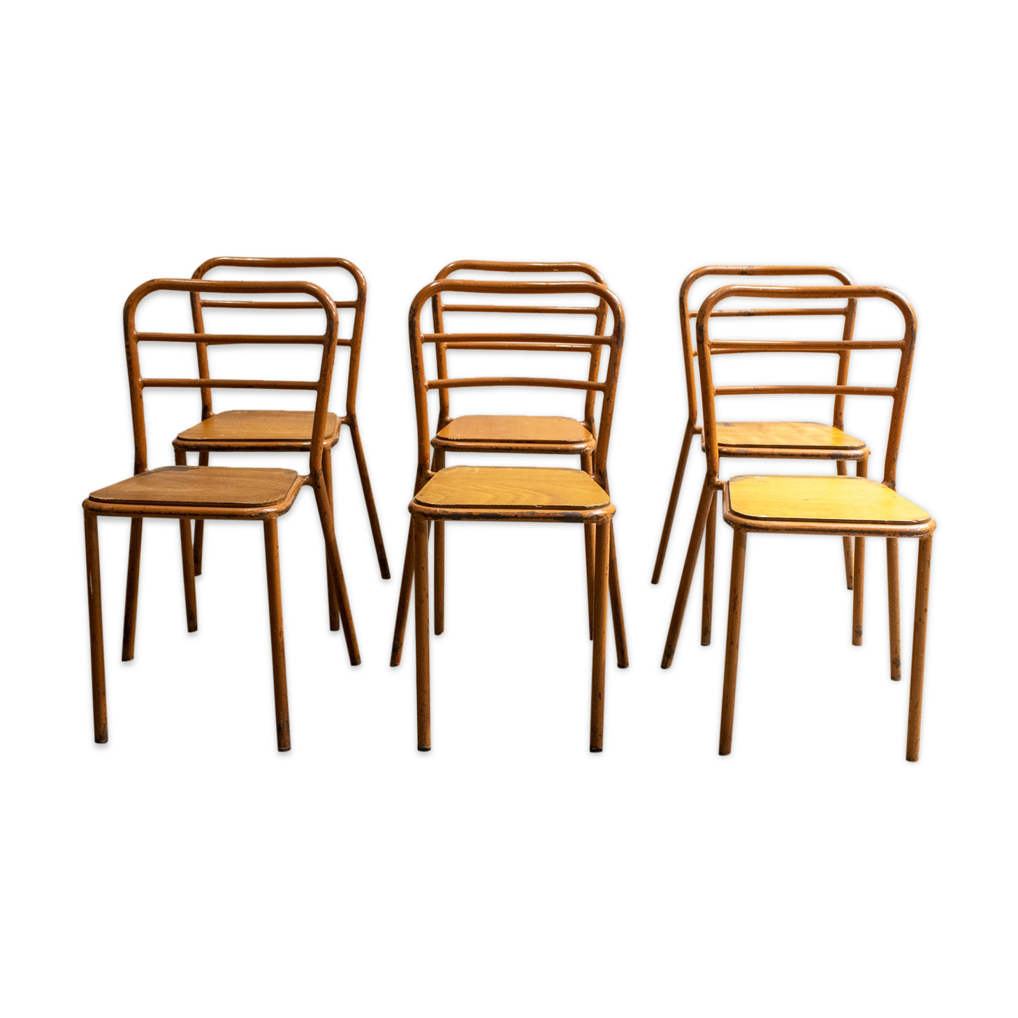 Série de six chaises bistrot métalliques 1950’