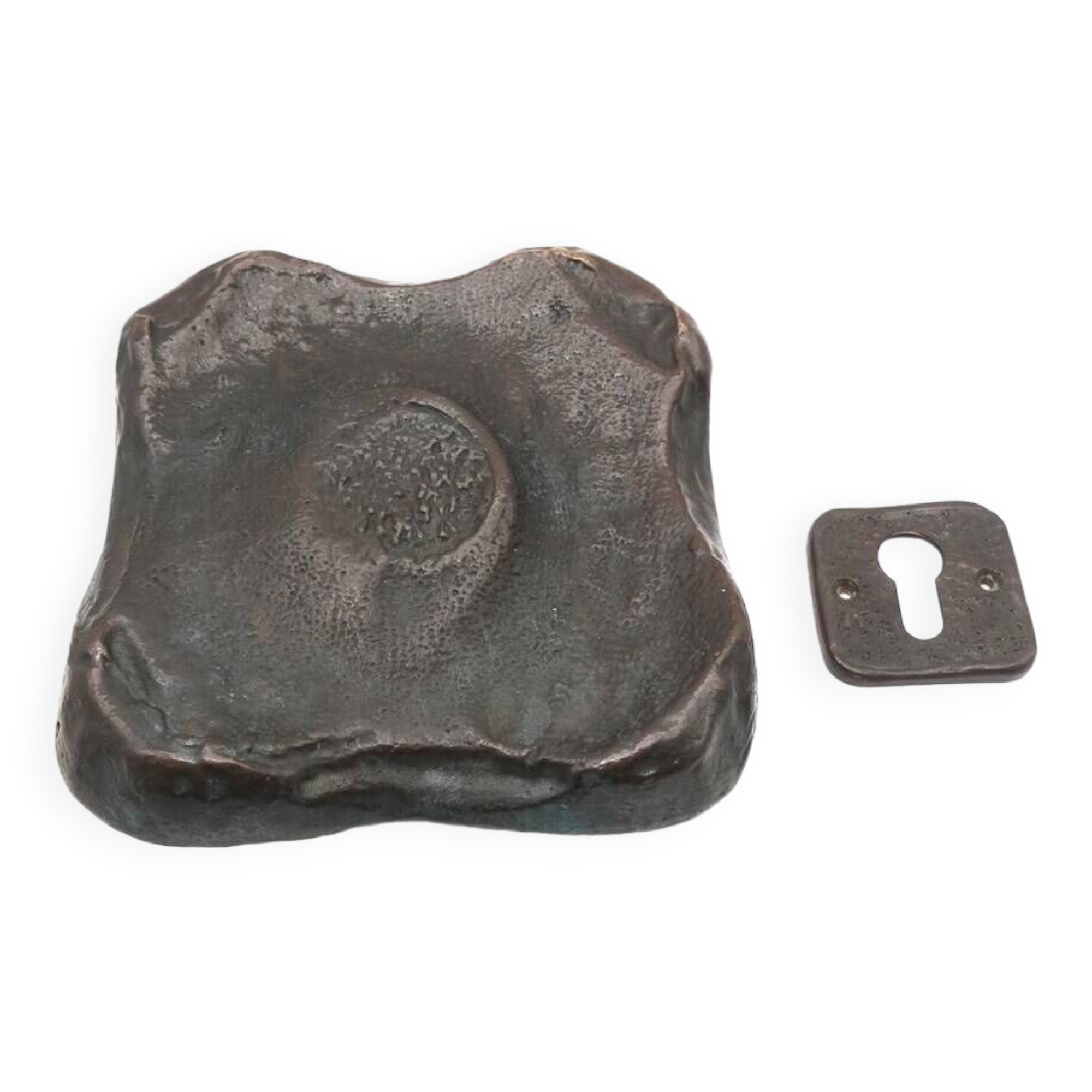 Belle poignée de porte abstraite brutaliste du milieu du siècle en bronze massif moulé Allemagne 1960