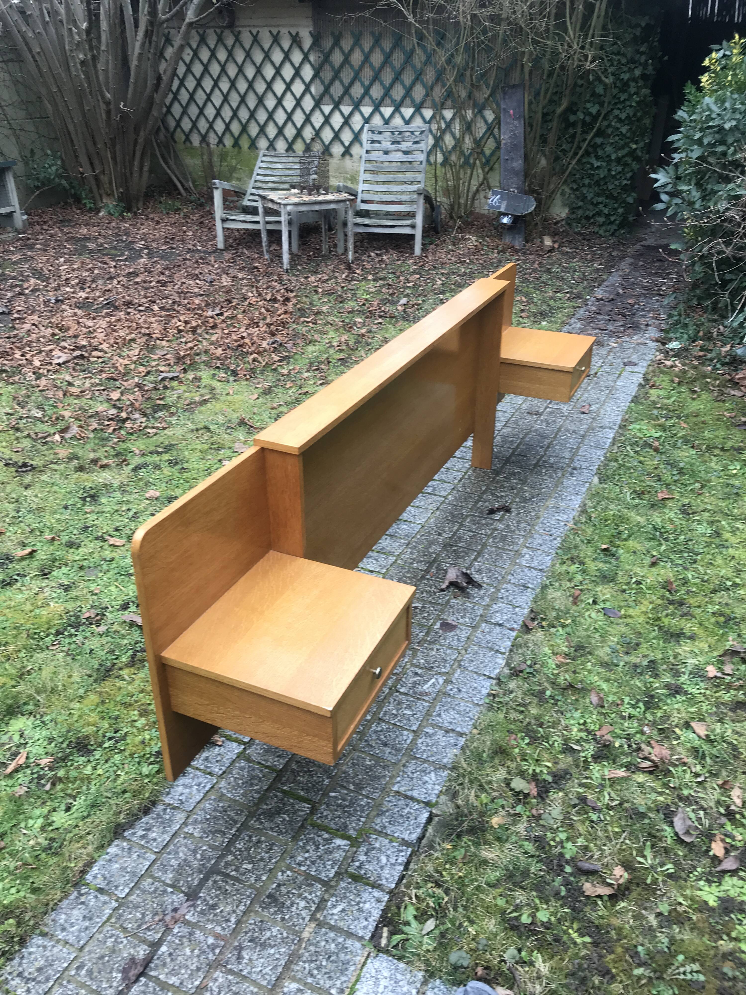 Headboard with bedside suspended 1960 vintage
