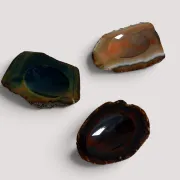 1970s Italian Agate Ashtrays/ Vide-Poche, Set of Three Natural Stone Trays