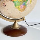 Globe earth luminous italy vintage wood