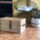 Rattan and leather trunk