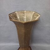 Art Deco lamp in hammered brass and Macassar ebony