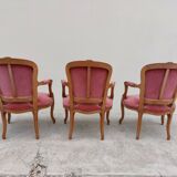 Série de 3 chaises Louis XV en chêne ancienne