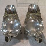 Pair of 925 silver sauce boats Martin Hall Sheffield 1910 engraved Star Harp