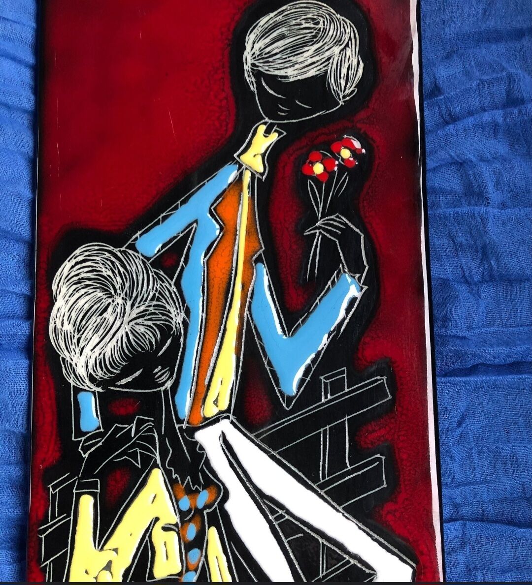 Italian Ceramic Wall Mural Loving Couple San Marino