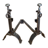 Large wrought iron andirons from the 18th century