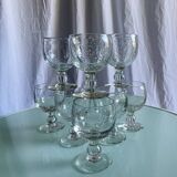 Vintage Biot-style bubbled stemmed glasses