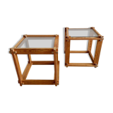 Pair of pine and glass side tables