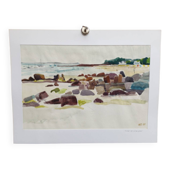 Watercolor by Michel Roubille, Carnac 1978.