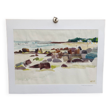 Aquarelle par Michel Roubille, Carnac 1978.