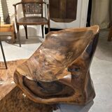 Olive wood sculpture armchair