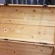 Old curved travel trunk, in pine, stripped 98x60x65