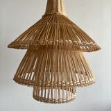 Rattan pendant lamp or light in the shape of an Asian lantern