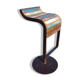 Tabouret de bar design en fonte et bois