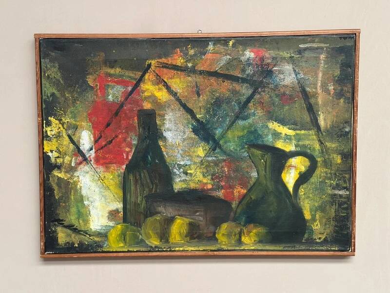 Original Swedish oil on canvas “Still Life” by Pierre Mas, vintage & framed 67x47cm