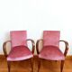 Paire de fauteuils moustache velours rose art déco