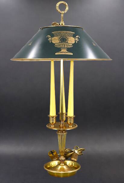 Bronze Bouillotte Lamp in Empire Style with Metal Shade
