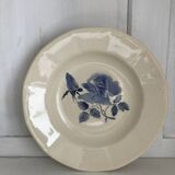 Set of 20 Digoin soup plates, blue rose patterns
