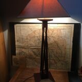 Mahogany lamp with carved base