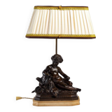 Table lamp, bronze with brown patina, 19th century