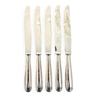Christofle perles 5 grands couteaux de table 24,5 cm