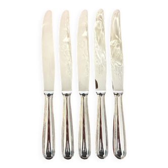 Christofle beads 5 large table knives 24.5 cm